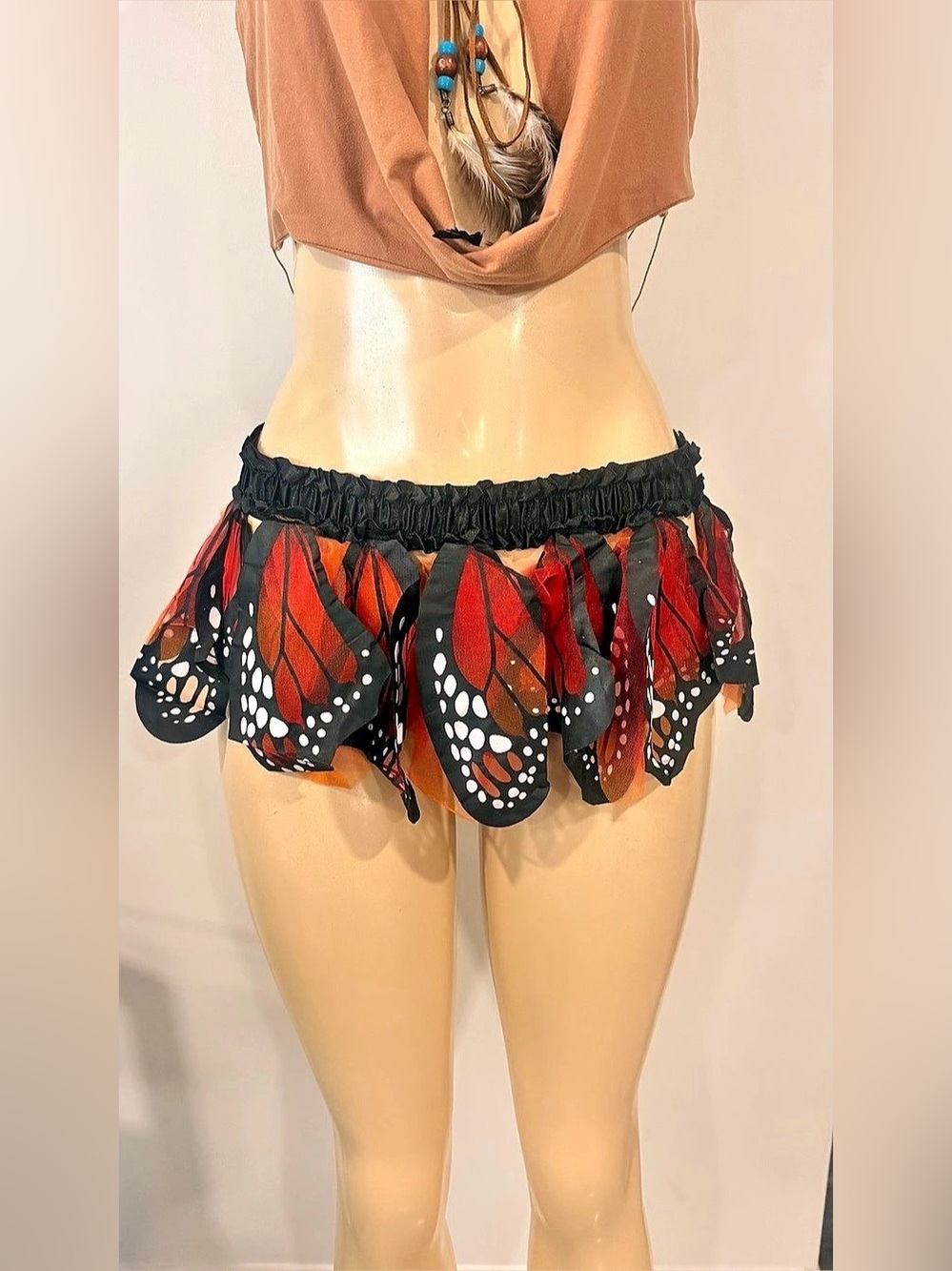 Amscan Orange Monarch Belt Butterfly Print Belt in Black & Red NWT